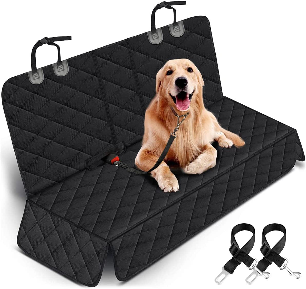 Funda para asiento de coche para perros, protector de asiento de coche para mascotas, funda impermeable para asiento de coche, funda antideslizante para asiento, se adapta al reposabrazos medio para la mayoría de los coches, camiones, SUV, color negro